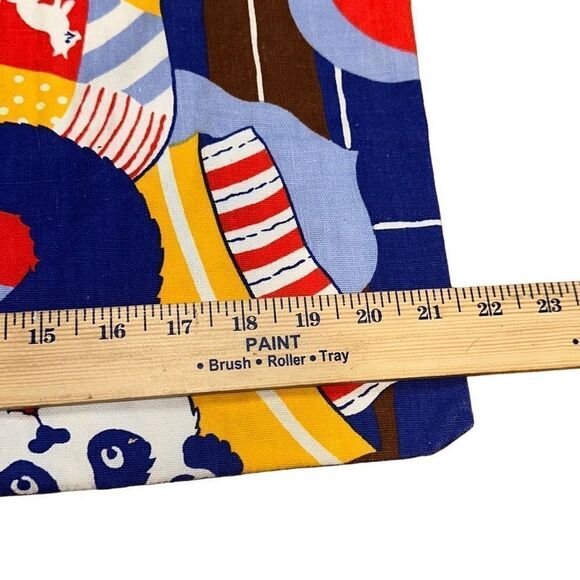 Vintage handmade drawstring bag for gym, laundry, purse, tote 70’s fabric panda - Picture 3 of 8